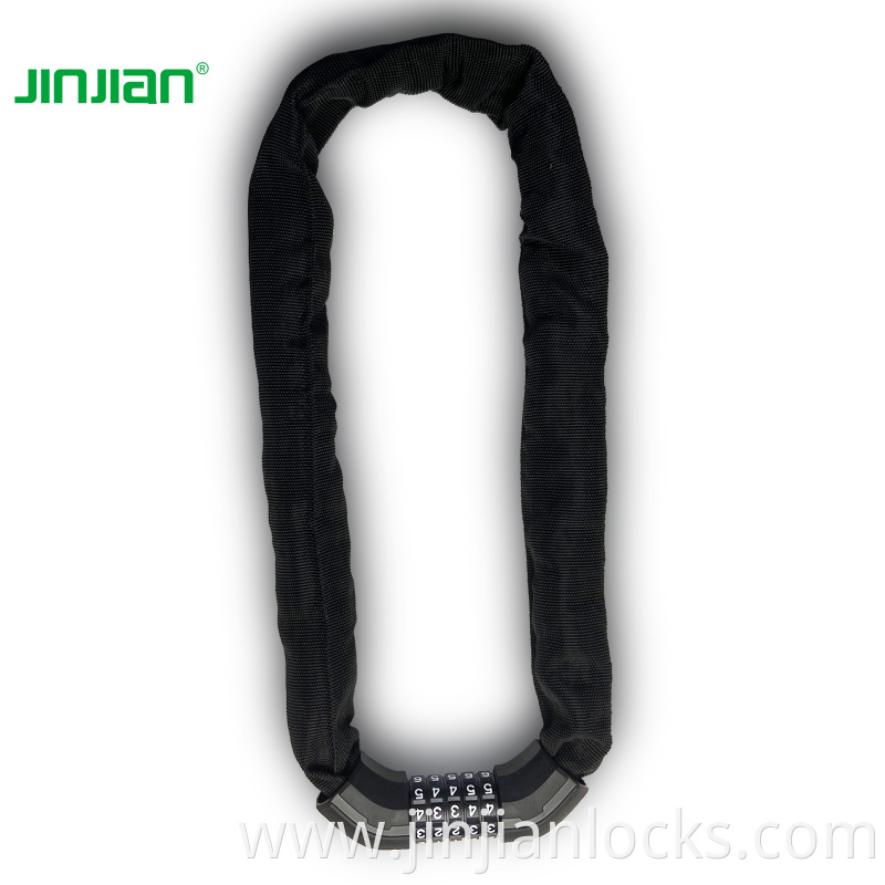 Jinjian steel bicycle bike chain lock 5 digits combination number chain lock bike lock